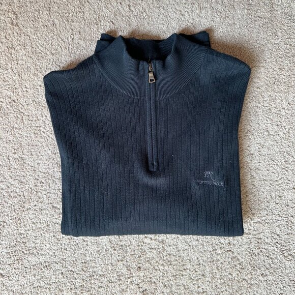 Cutter & Buck Sweater Mens XL 1/4 Zip Mock Neck Black Porters Neck Pullover - Picture 12 of 12